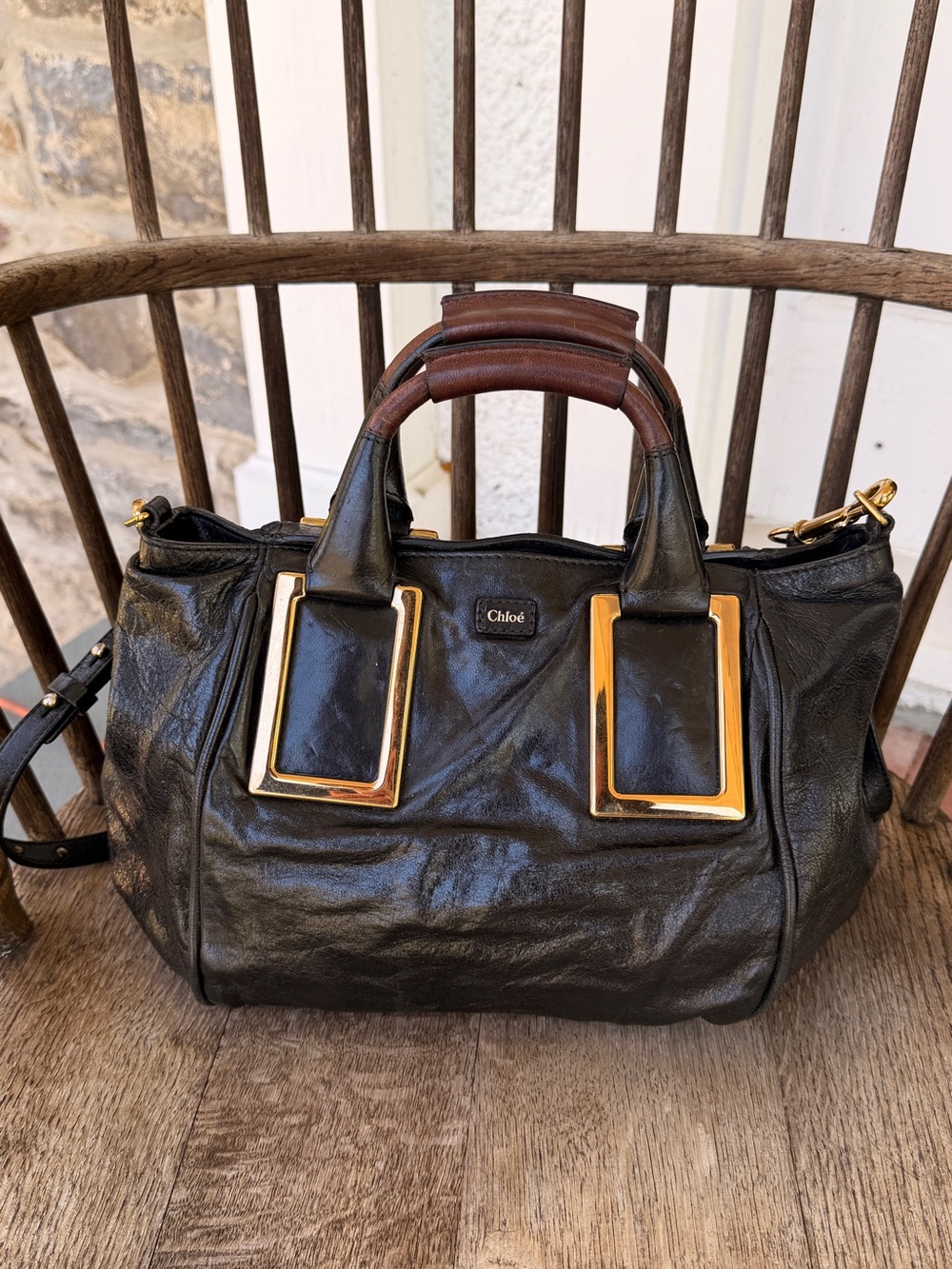 Chloé Ethel Bag – Black Leather with Gold Hardware | Classic Slouchy Designer